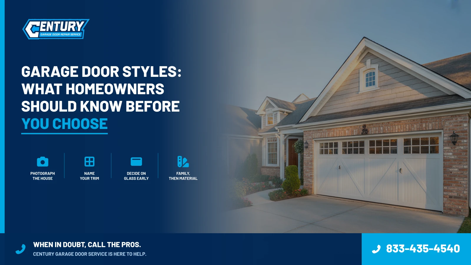 Garage Door Styles: What Homeowners Should Know Before You Choose 1 Garage Door Styles: What Homeowners Should Know Before You Choose - Century Garage Door Service