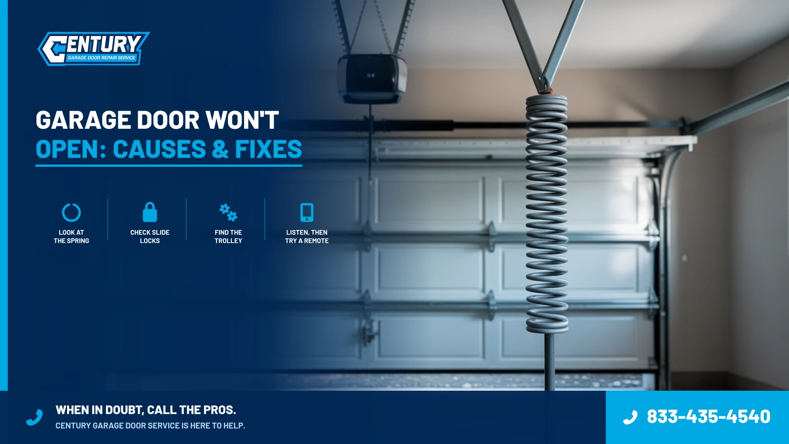 Garage Door Won't Open: Causes & Fixes - Century Garage Door Service