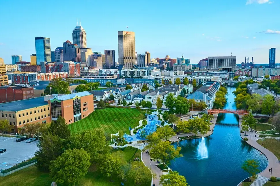 Downtown Indianapolis skyline and canal walk - Century Garage Door Repair Service Indiana