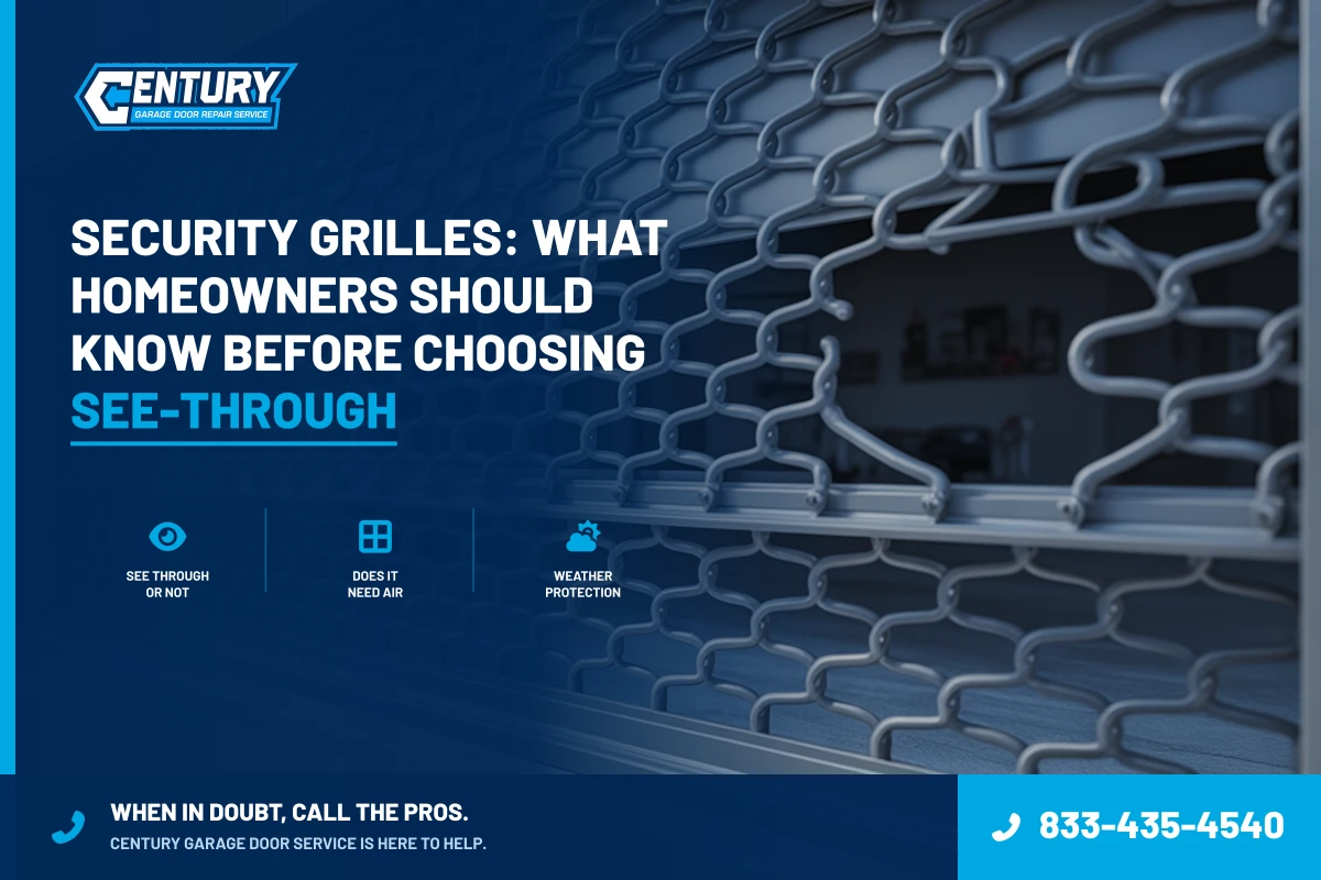 Blog 14 Security Grilles: What Homeowners Should Know Before Choosing See-Through - Century Garage Door Service