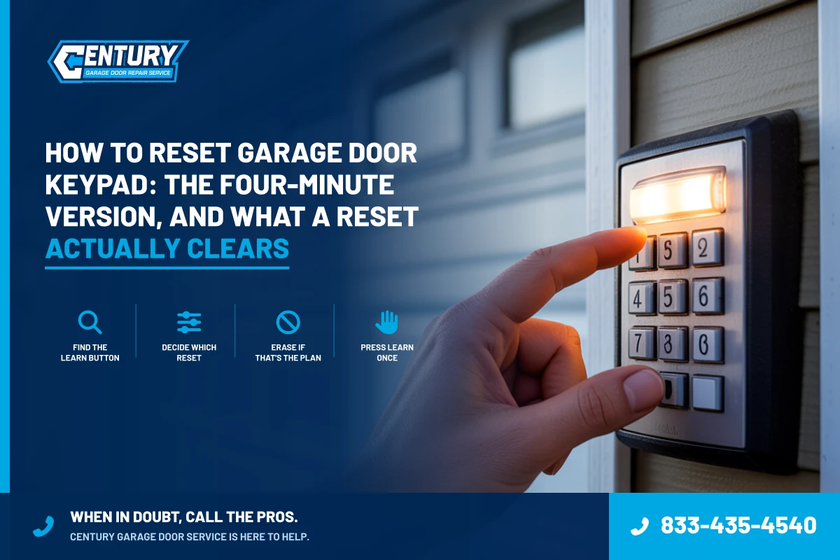 How to reset garage door keypad: the four-minute version, and what a reset actually clears - Century Garage Door Service